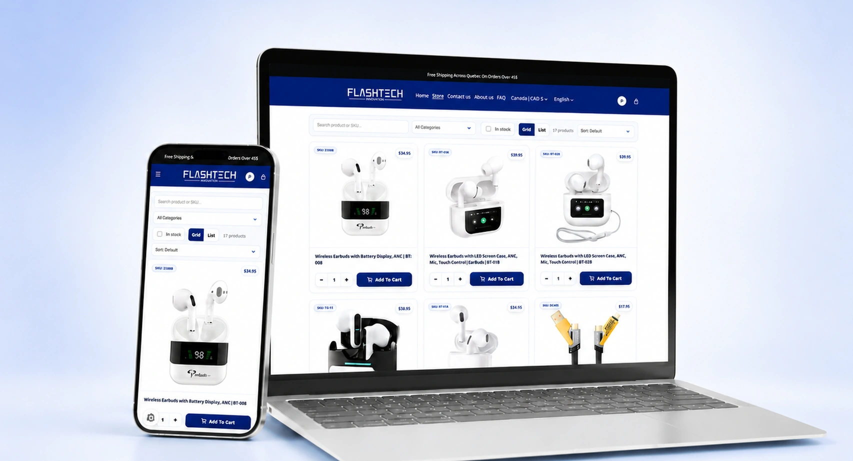 Aperçu du site FlashTech Innovation sur ordinateur portable et mobile